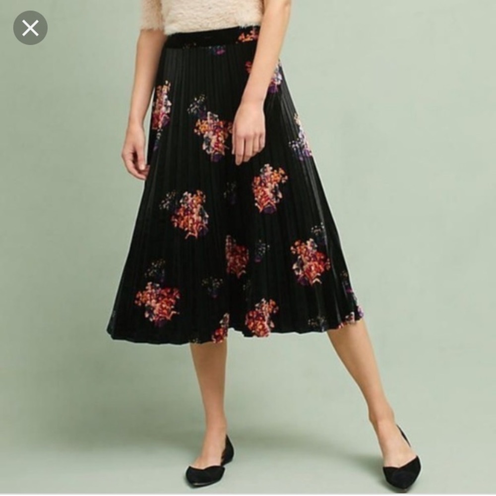 NWT Anthropologie Maeve long black velvet skirt